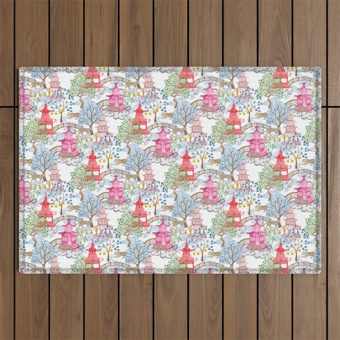 Multi Color Leopards in Pagoda Forest Outdoor Rug Gallery Image 1