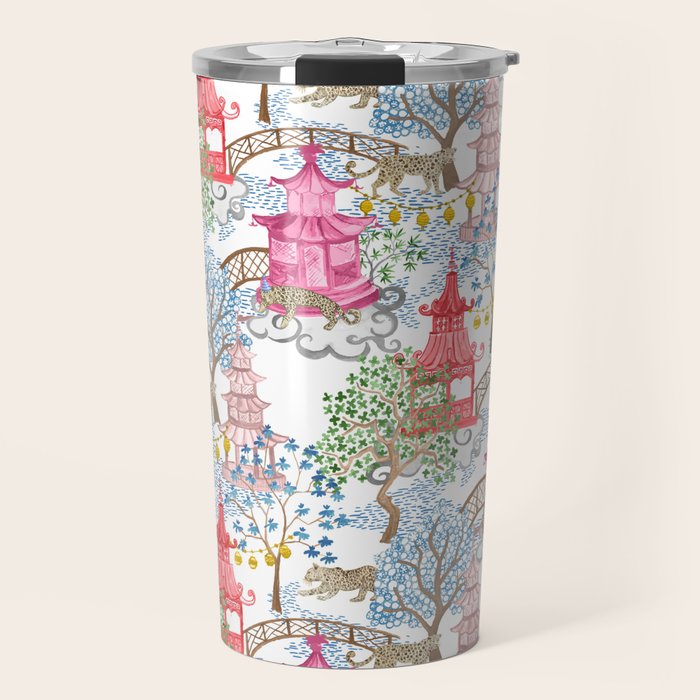 Multi Color Leopards in Pagoda Forest Travel Mug Gallery Image 1
