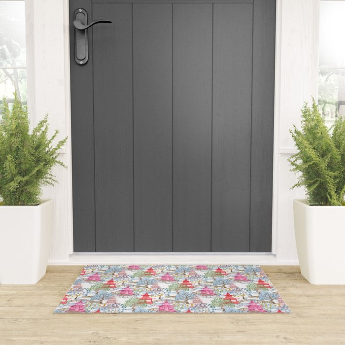 Multi Color Leopards in Pagoda Forest Welcome Mat Gallery Image 3
