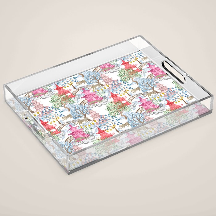 Multi Color Leopards in Pagoda Forest Acrylic Tray Gallery Image 1