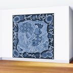 Rooster Painting in Navy Blue - Folk Art Style Wall Mural Gallery Image 2