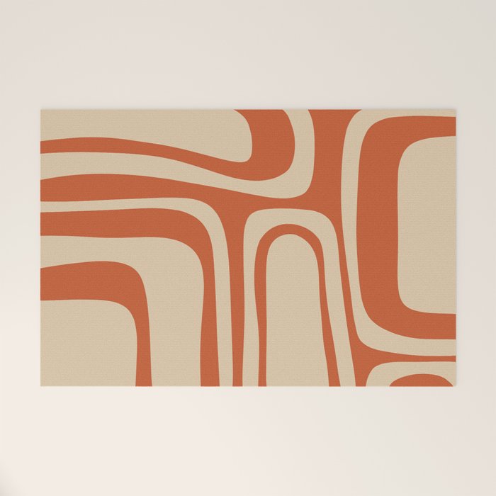 Palm Springs - Midcentury Modern Retro Pattern in Mid Mod Beige and Burnt Orange Welcome Mat Gallery Image 1