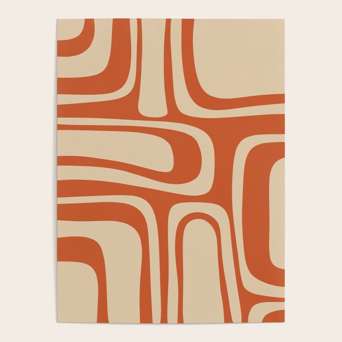 Palm Springs - Midcentury Modern Retro Pattern in Mid Mod Beige and Burnt Orange Poster Gallery Image 1