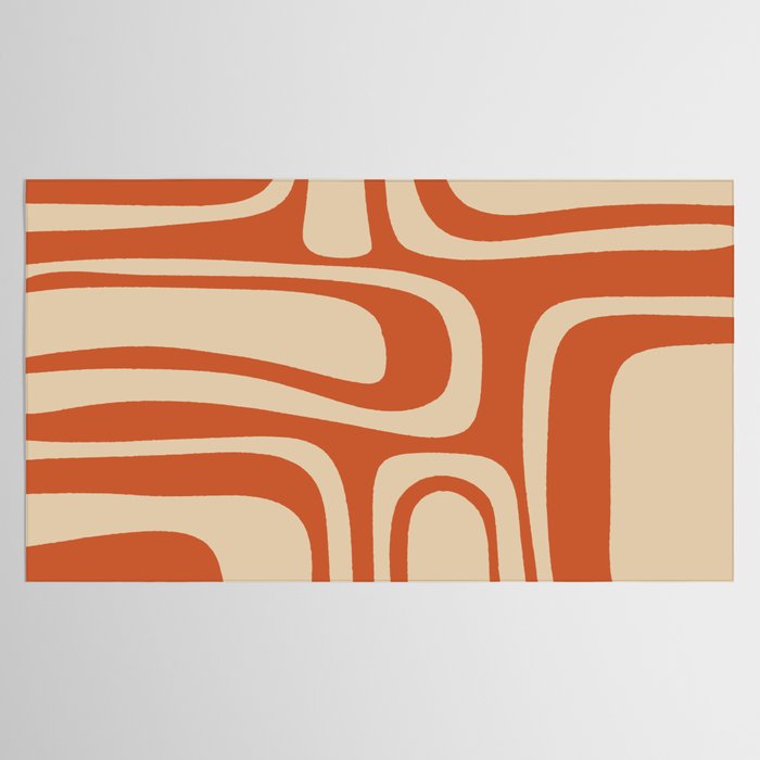 Palm Springs - Midcentury Modern Retro Pattern in Mid Mod Beige and Burnt Orange Tablecloth Gallery Image 2