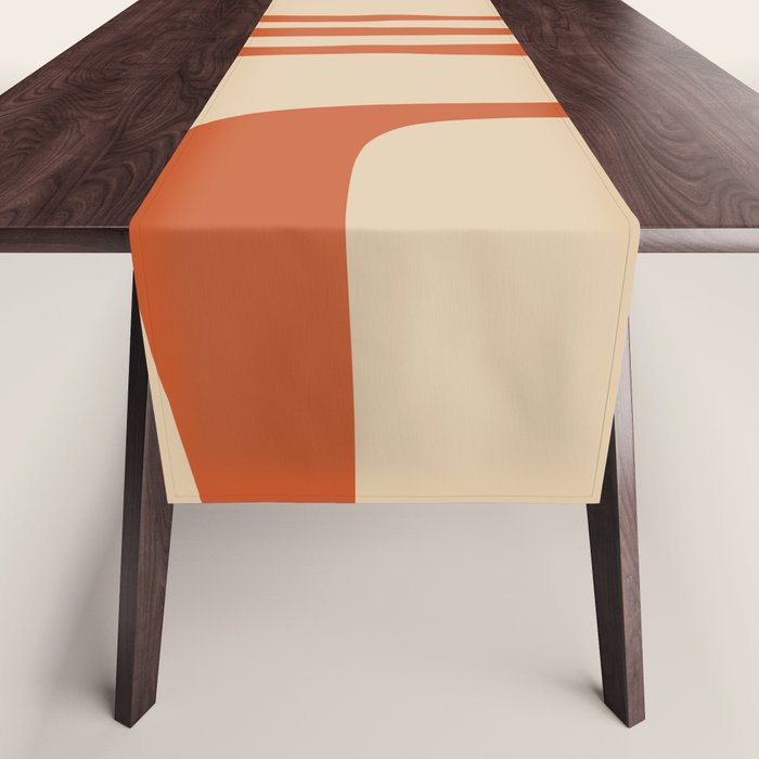 Palm Springs - Midcentury Modern Retro Pattern in Mid Mod Beige and Burnt Orange Table Runner Gallery Image 1