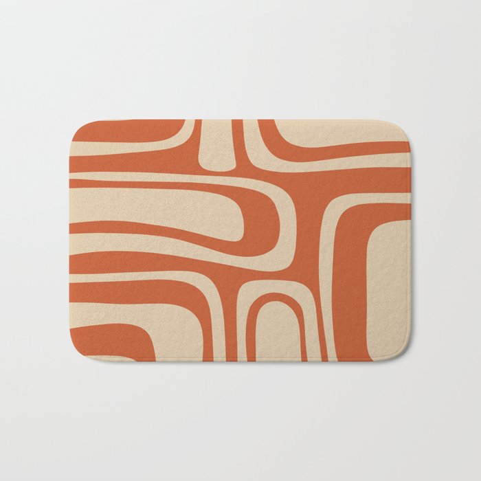 Palm Springs - Midcentury Modern Retro Pattern in Mid Mod Beige and Burnt Orange Bath Mat Gallery Image 1