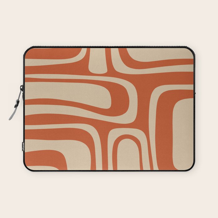 Palm Springs - Midcentury Modern Retro Pattern in Mid Mod Beige and Burnt Orange Laptop Sleeve Gallery Image 1