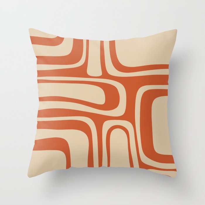 Palm Springs - Midcentury Modern Retro Pattern in Mid Mod Beige and Burnt Orange Throw Pillow Gallery Image 6