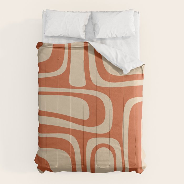Palm Springs - Midcentury Modern Retro Pattern in Mid Mod Beige and Burnt Orange Comforter Gallery Image 6