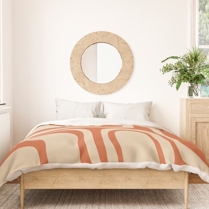 Palm Springs - Midcentury Modern Retro Pattern in Mid Mod Beige and Burnt Orange Duvet Cover Gallery Image 3