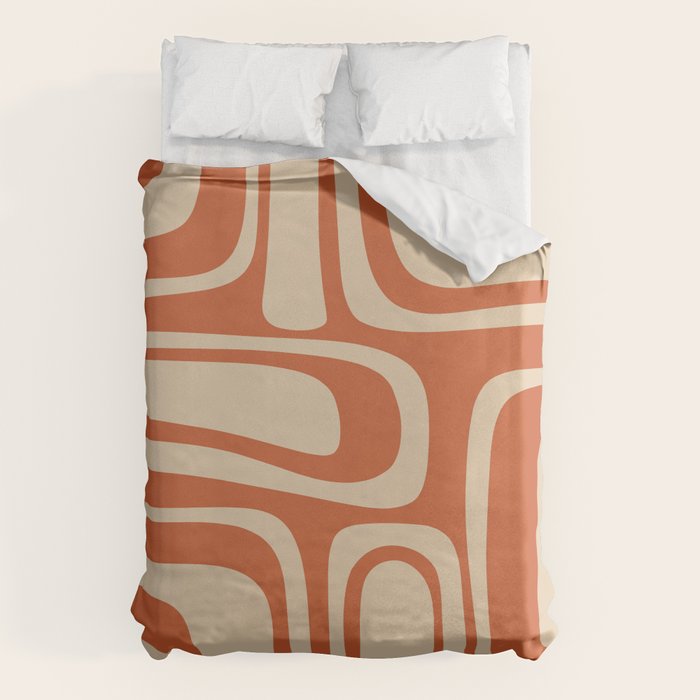 Palm Springs - Midcentury Modern Retro Pattern in Mid Mod Beige and Burnt Orange Duvet Cover Gallery Image 1