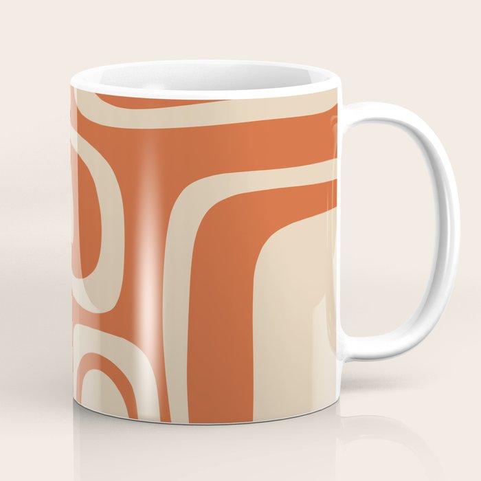 Palm Springs - Midcentury Modern Retro Pattern in Mid Mod Beige and Burnt Orange Coffee Mug Gallery Image 1
