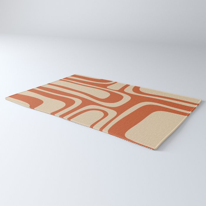 Palm Springs - Midcentury Modern Retro Pattern in Mid Mod Beige and Burnt Orange Rug Gallery Image 3