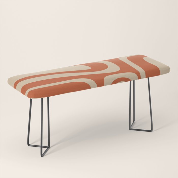 Palm Springs - Midcentury Modern Retro Pattern in Mid Mod Beige and Burnt Orange Bench Gallery Image 1