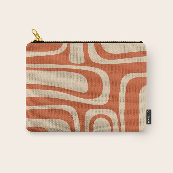 Palm Springs - Midcentury Modern Retro Pattern in Mid Mod Beige and Burnt Orange Carry All Pouch Gallery Image 1