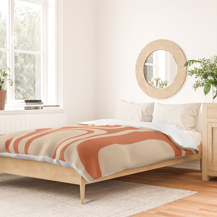Palm Springs - Midcentury Modern Retro Pattern in Mid Mod Beige and Burnt Orange Duvet Cover Gallery Image 2