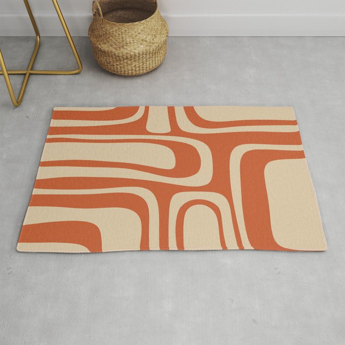 Palm Springs - Midcentury Modern Retro Pattern in Mid Mod Beige and Burnt Orange Rug Gallery Image 1