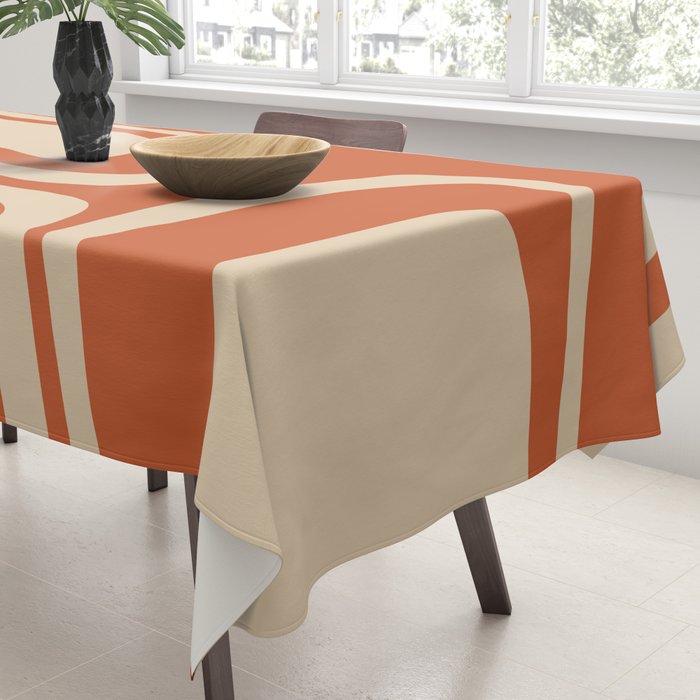 Palm Springs - Midcentury Modern Retro Pattern in Mid Mod Beige and Burnt Orange Tablecloth Gallery Image 3