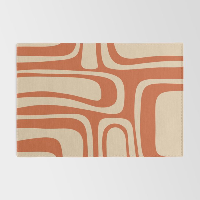 Palm Springs - Midcentury Modern Retro Pattern in Mid Mod Beige and Burnt Orange Rug Gallery Image 2