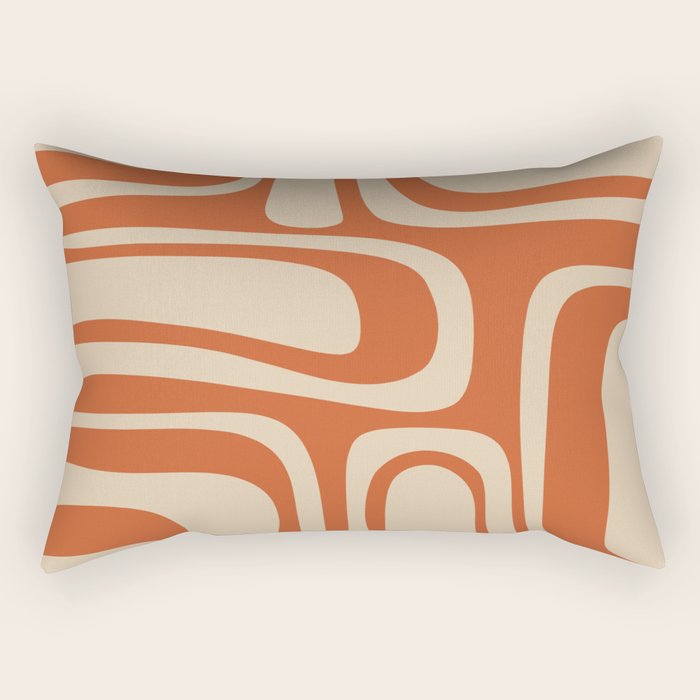 Palm Springs - Midcentury Modern Retro Pattern in Mid Mod Beige and Burnt Orange Rectangular Pillow Gallery Image 1