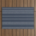 Ethnic Spotted Stripes in Blue Outdoor Rug Gallery Image 1