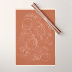 Peaches - Line Art 3 Wrapping Paper Gallery Image 1