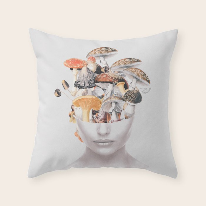 Mushroom Lady 3 Throw Pillow Gallery Image 6