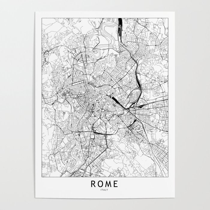 Rome White Map Poster Gallery Image 4