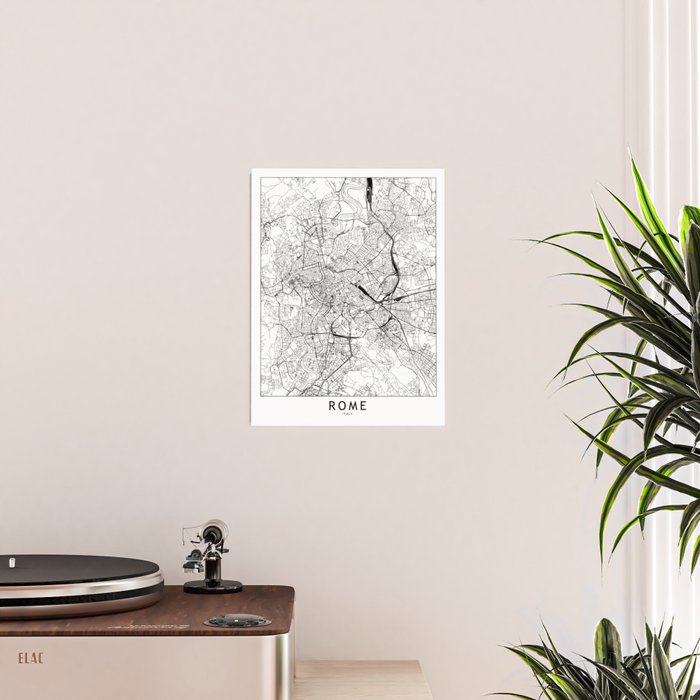 Rome White Map Poster Gallery Image 2