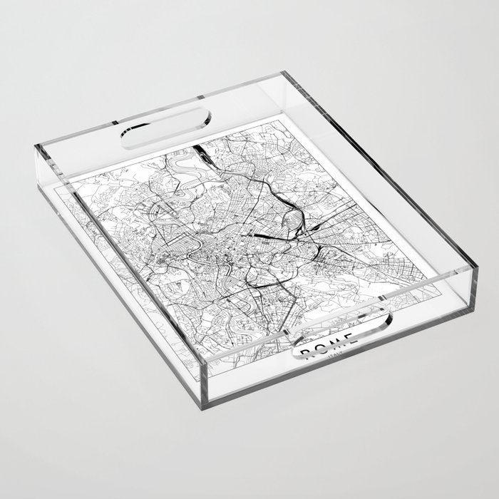 Rome White Map Acrylic Tray Gallery Image 1