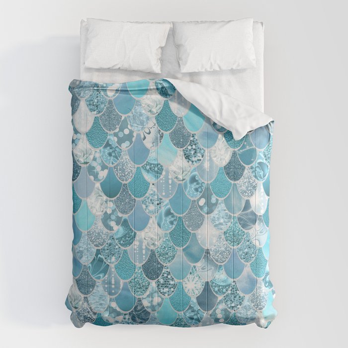 Cute Mermaid Scales, Teal and Aqua Comforter Gallery Image 6