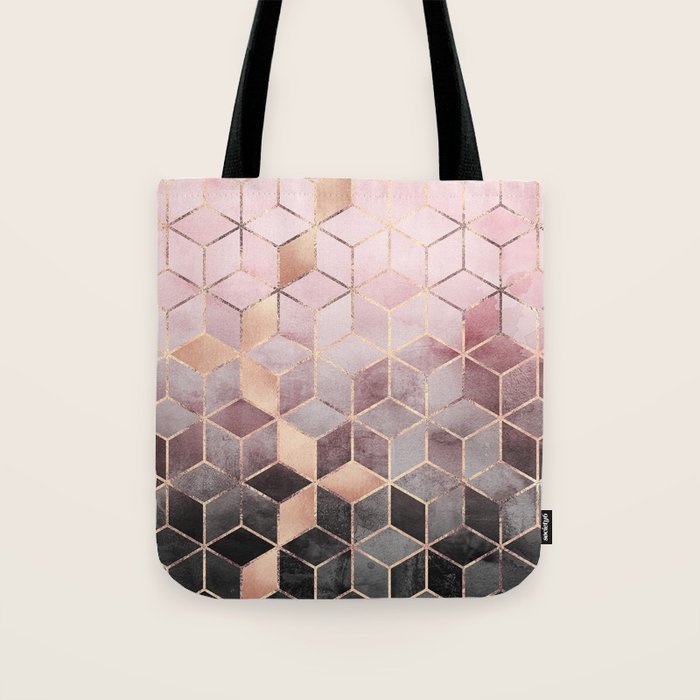 Pink And Grey Gradient Cubes Tote Bag Gallery Image 1