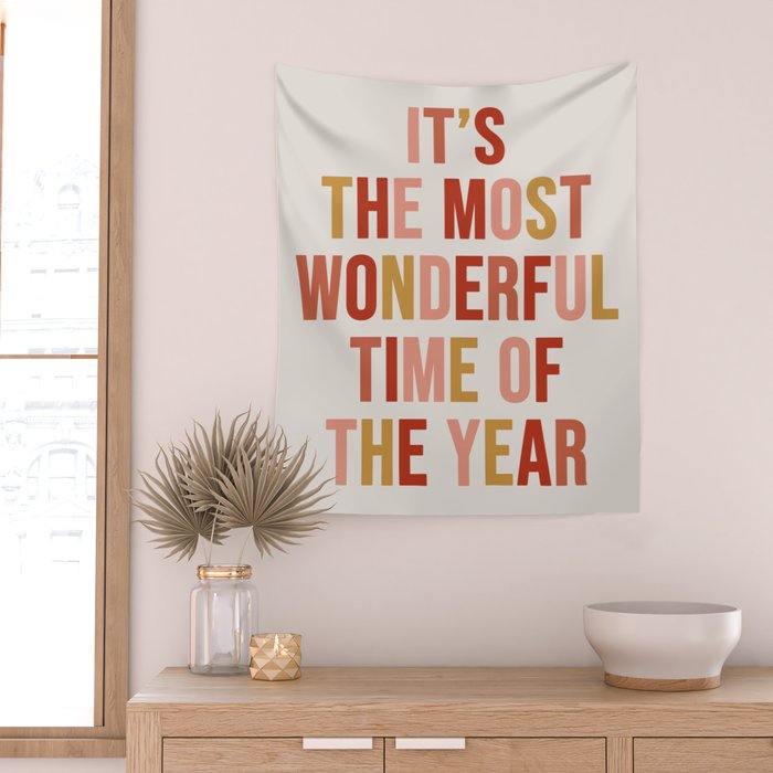 Most Wonderful Time Multi Colored Warm Wall Tapestry Gallery Image 2