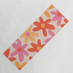 Daisy Time Retro Floral Pattern Pink Orange Yoga Mat Gallery Image 1