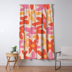 Daisy Time Retro Floral Pattern Pink Orange Window Curtain Gallery Image 5