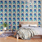 Fun Abstract Minimalist Mid Century Modern Colorful Shapes Marine Green Blue Ombre Watercolor Bubble Wallpaper Gallery Image 3