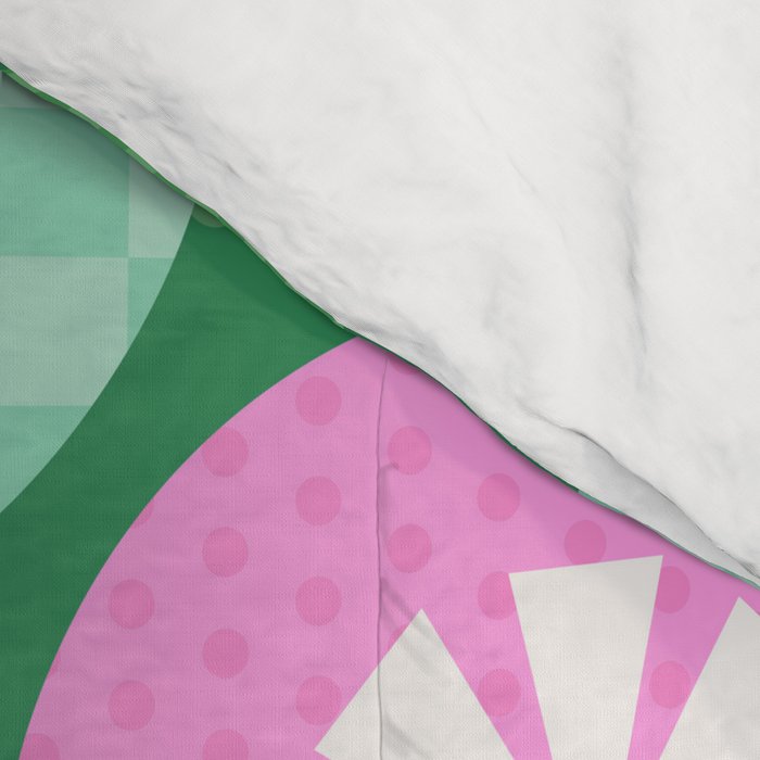 Happy Holidays Retro Ornaments - Multi-Pink on Green Comforter Gallery Image 4
