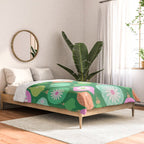 Happy Holidays Retro Ornaments - Multi-Pink on Green Comforter Gallery Image 2