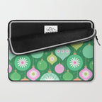 Happy Holidays Retro Ornaments - Multi-Pink on Green Laptop Sleeve Gallery Image 2
