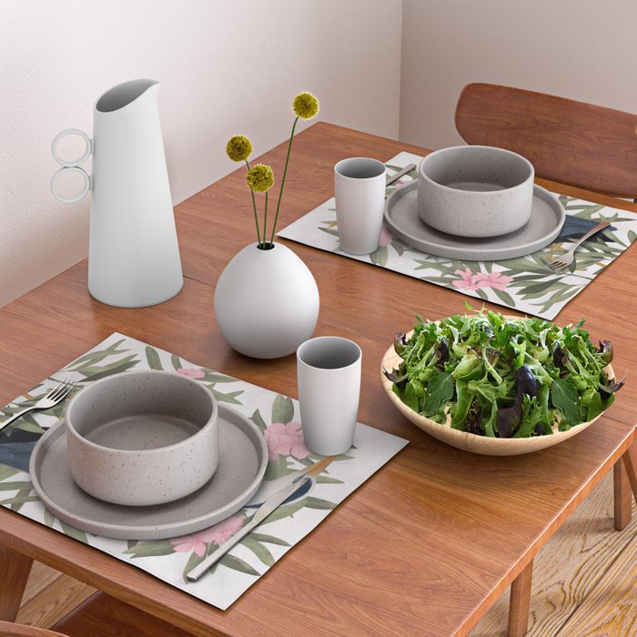 Gray heron and oleander plant - Placemat Gallery Image 2