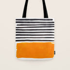 Minimalist Mid Century Mango Shade Black Lines Sunset Landscape Fun Tote Bag Gallery Image 1