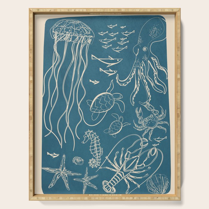 Minimal Sea Life 3 Serving Tray Gallery Image 1
