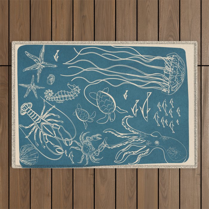 Minimal Sea Life 3 Outdoor Rug Gallery Image 1