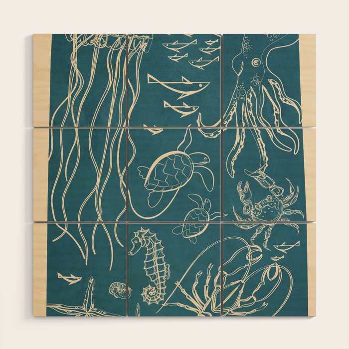 Minimal Sea Life 3 Wood Wall Art Gallery Image 1
