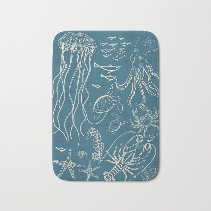 Minimal Sea Life 3 Bath Mat Gallery Image 1