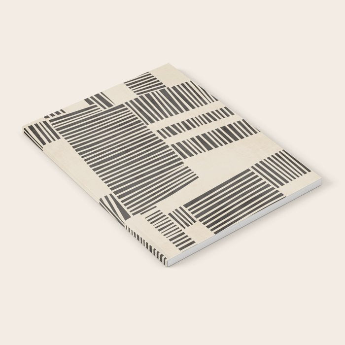 Abstract Digital Linocut Beige Black Art Notebook Gallery Image 2