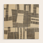 Abstract Digital Linocut Beige Black Art Wood Wall Art Gallery Image 1