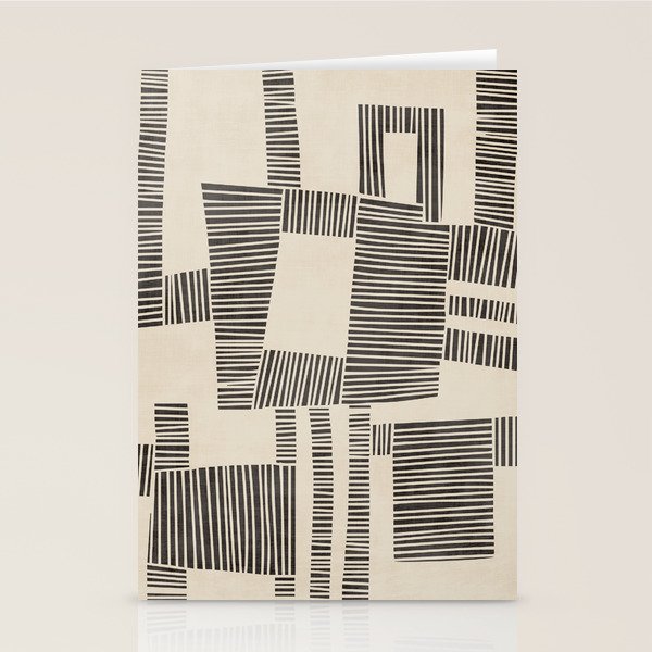 Abstract Digital Linocut Beige Black Art Stationery Card Gallery Image 2