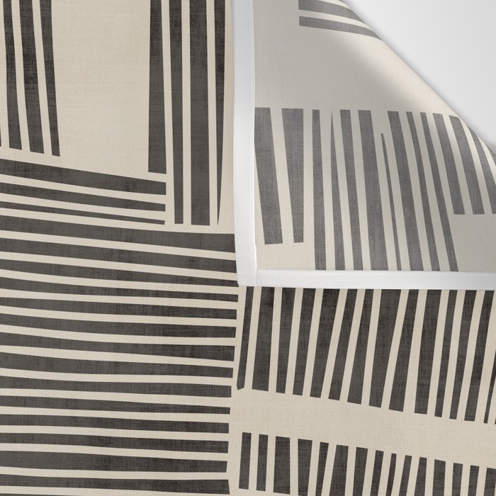 Abstract Digital Linocut Beige Black Art Wall Tapestry Gallery Image 3