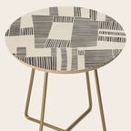 Abstract Digital Linocut Beige Black Art Side Table Gallery Image 2